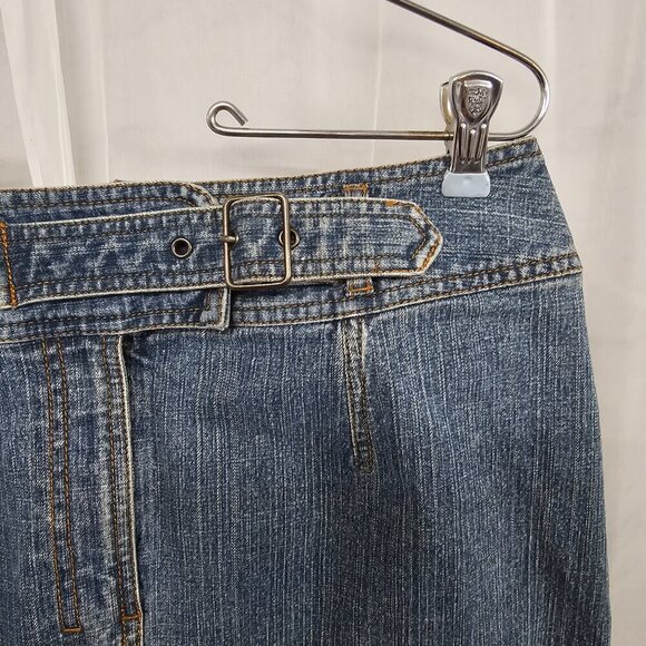 Vintage Perry Ellis Blue Denim Skirt Y2K Boho Retro 8 - Picture 3 of 16